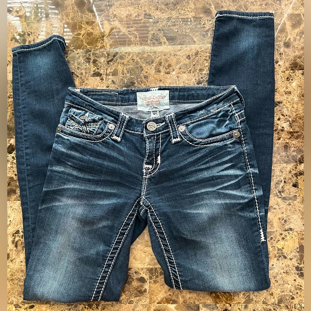 🌺Big Star Jensen Skinny Jeans Women’s Sz 27L  Stretch Low Rise Denim🌺 Buckle
